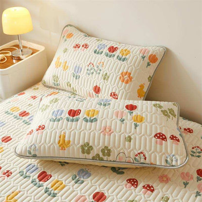 2025 Summer Flower Print Cool Sleeping Pad+Pillowcase Set (1Latex Mattress+1/2 Pillowcase) For Bedrooms And Guest Rooms Foldable