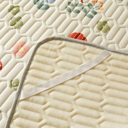 2025 Summer Flower Print Cool Sleeping Pad+Pillowcase Set (1Latex Mattress+1/2 Pillowcase) For Bedrooms And Guest Rooms Foldable