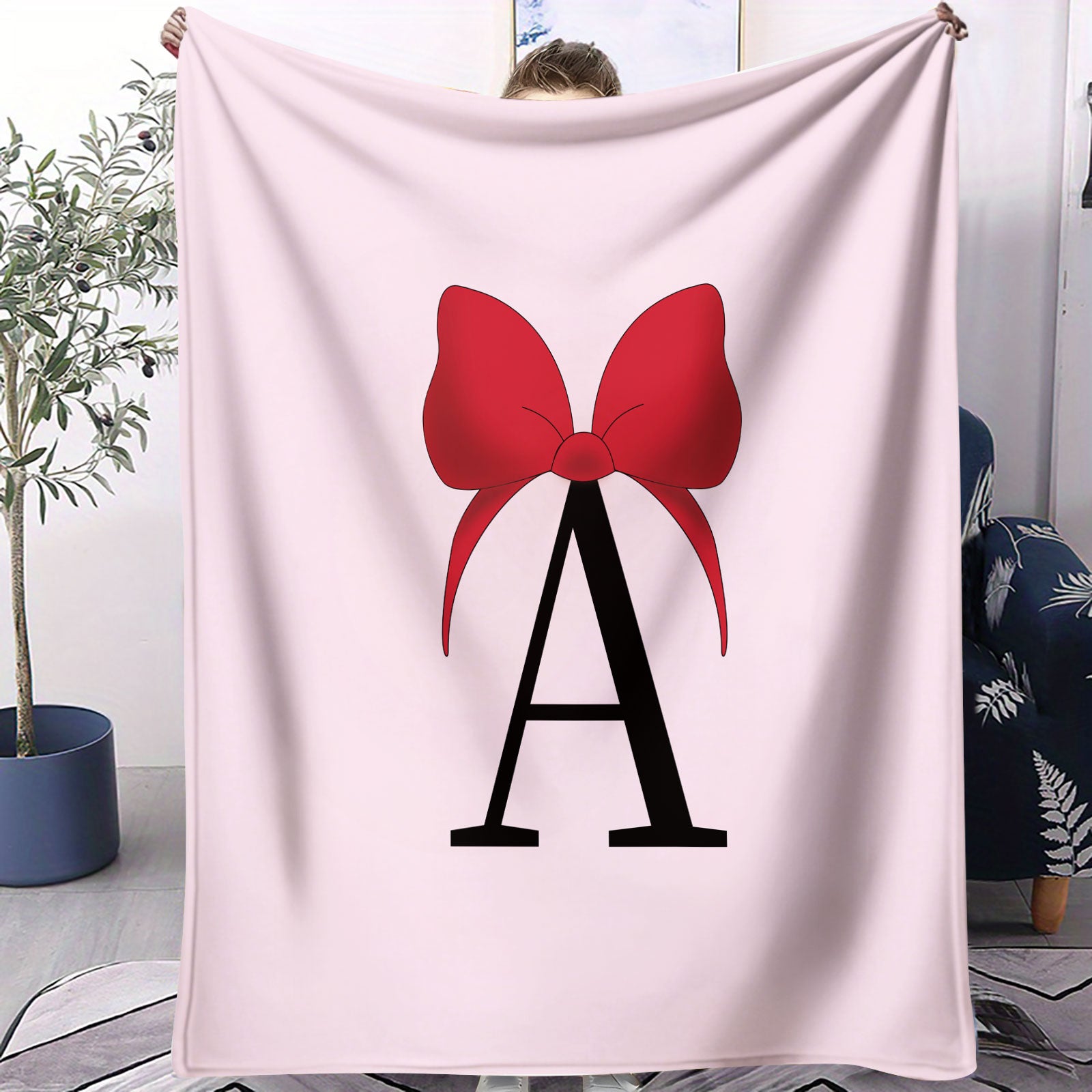 Sweet Princess Style Letter Bow Printed Flannel Blankets