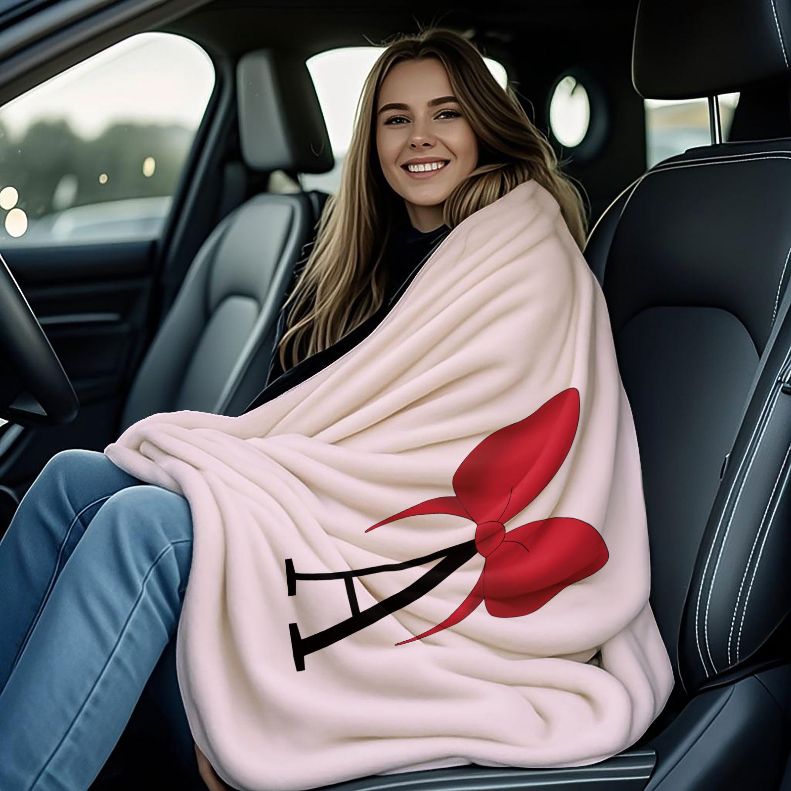 Sweet Princess Style Letter Bow Printed Flannel Blankets