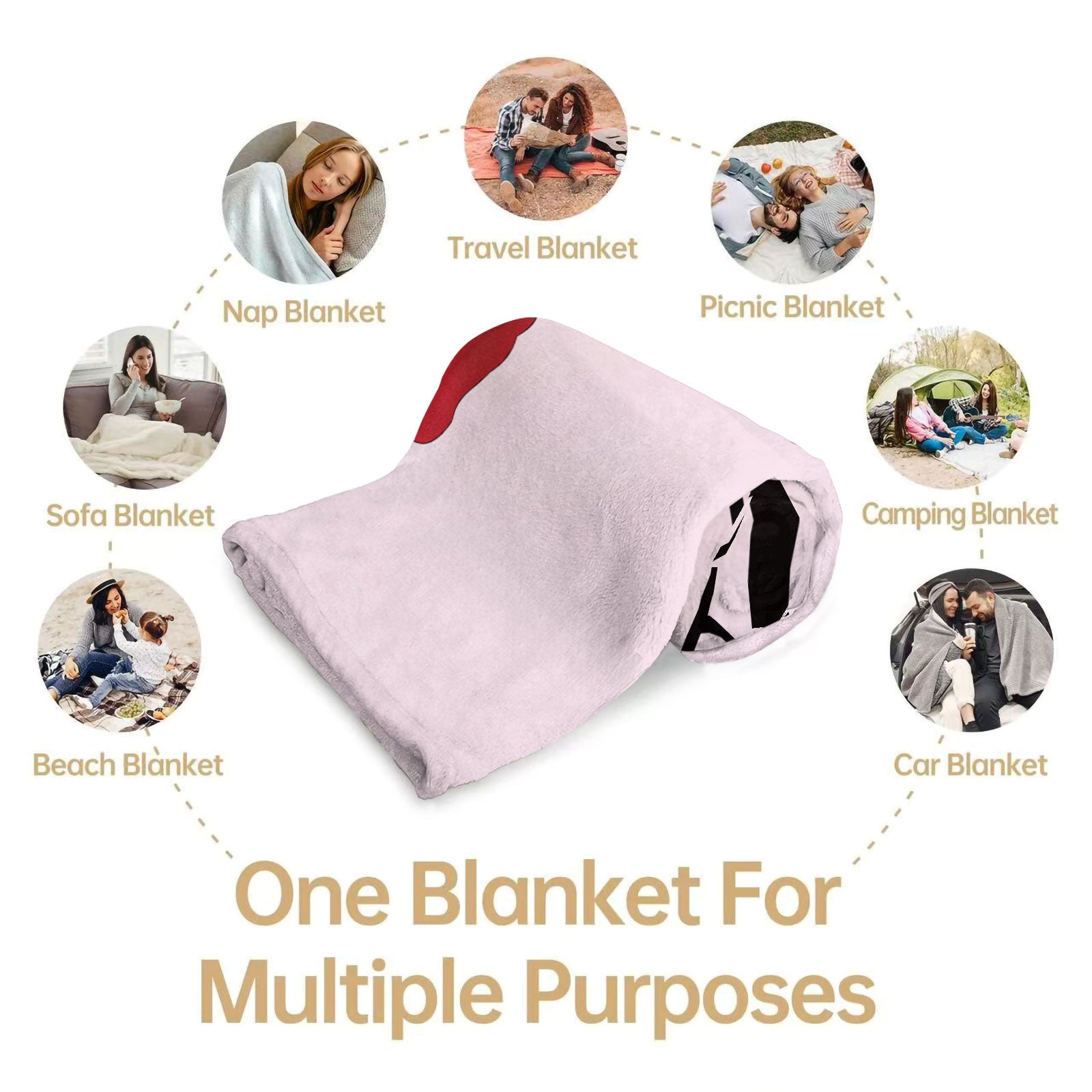 Sweet Princess Style Letter Bow Printed Flannel Blankets