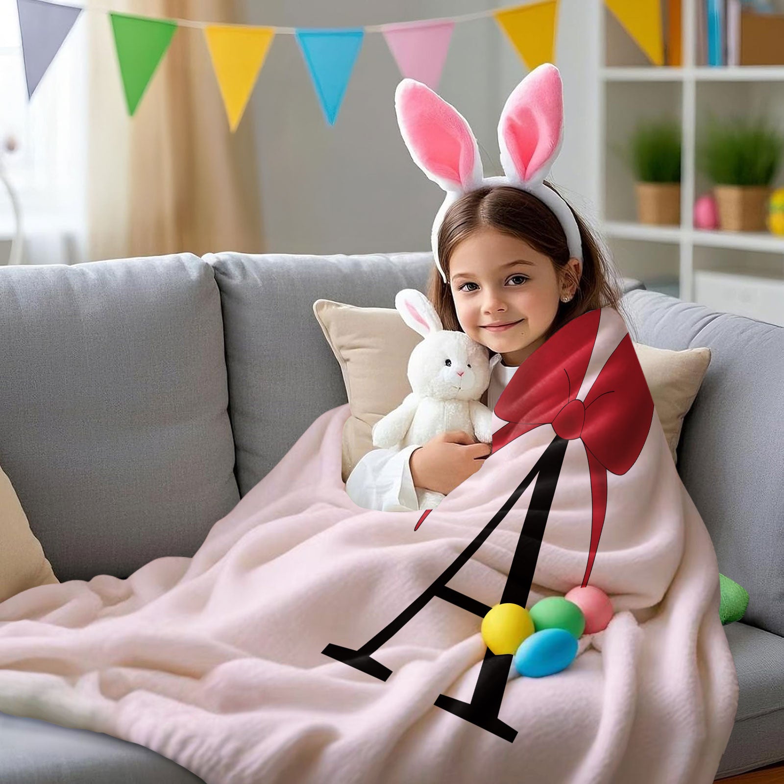 Sweet Princess Style Letter Bow Printed Flannel Blankets