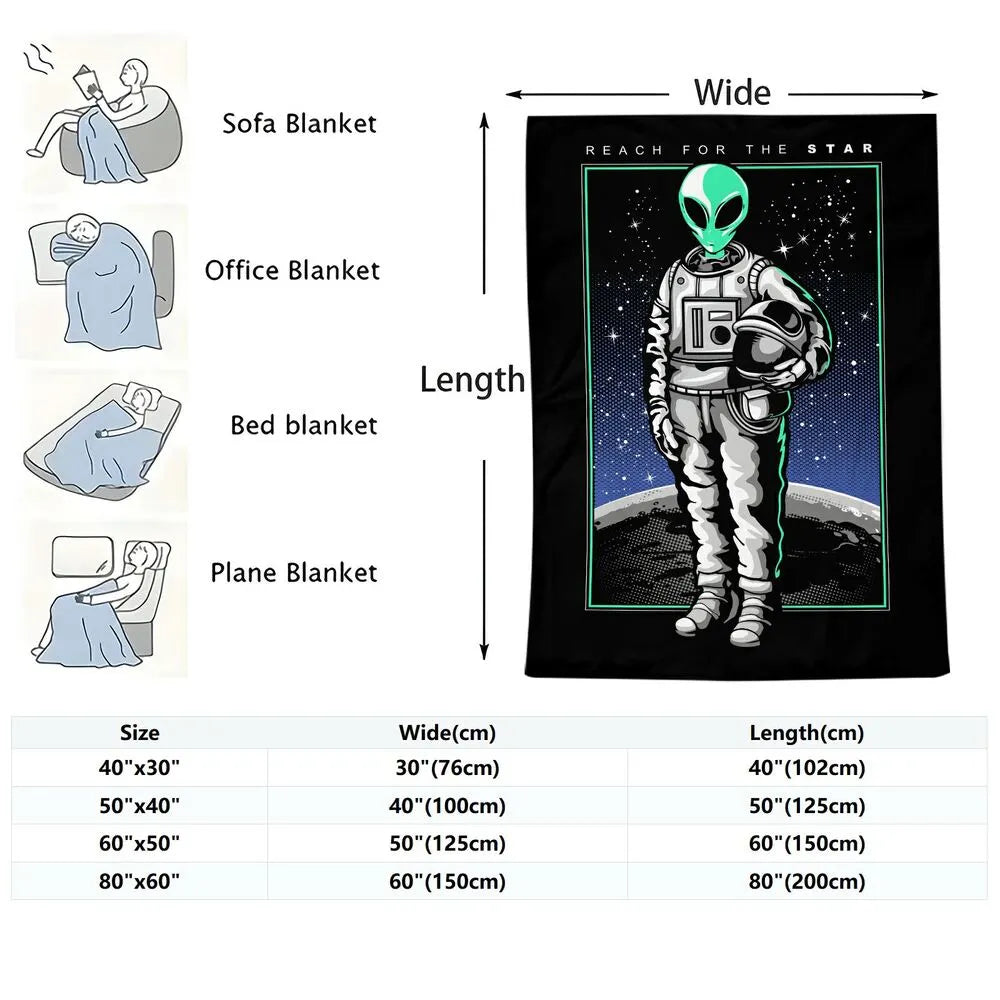 Alien Astronaut on Moon Pattern Multipurpose Throw Blanket