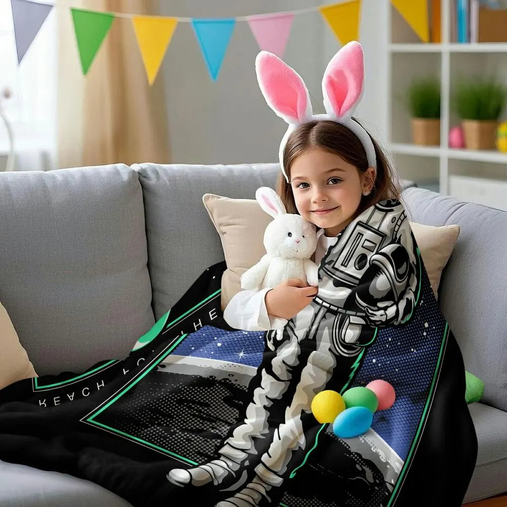 Alien Astronaut on Moon Pattern Multipurpose Throw Blanket