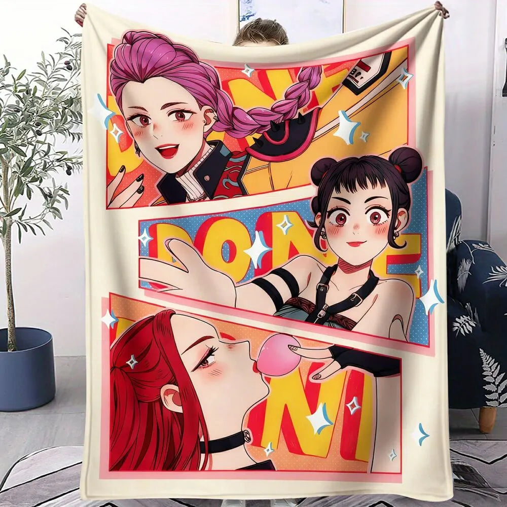 K-POP Demon Hunters Anime Style Girl Characters Multipurpose Throw Blanket