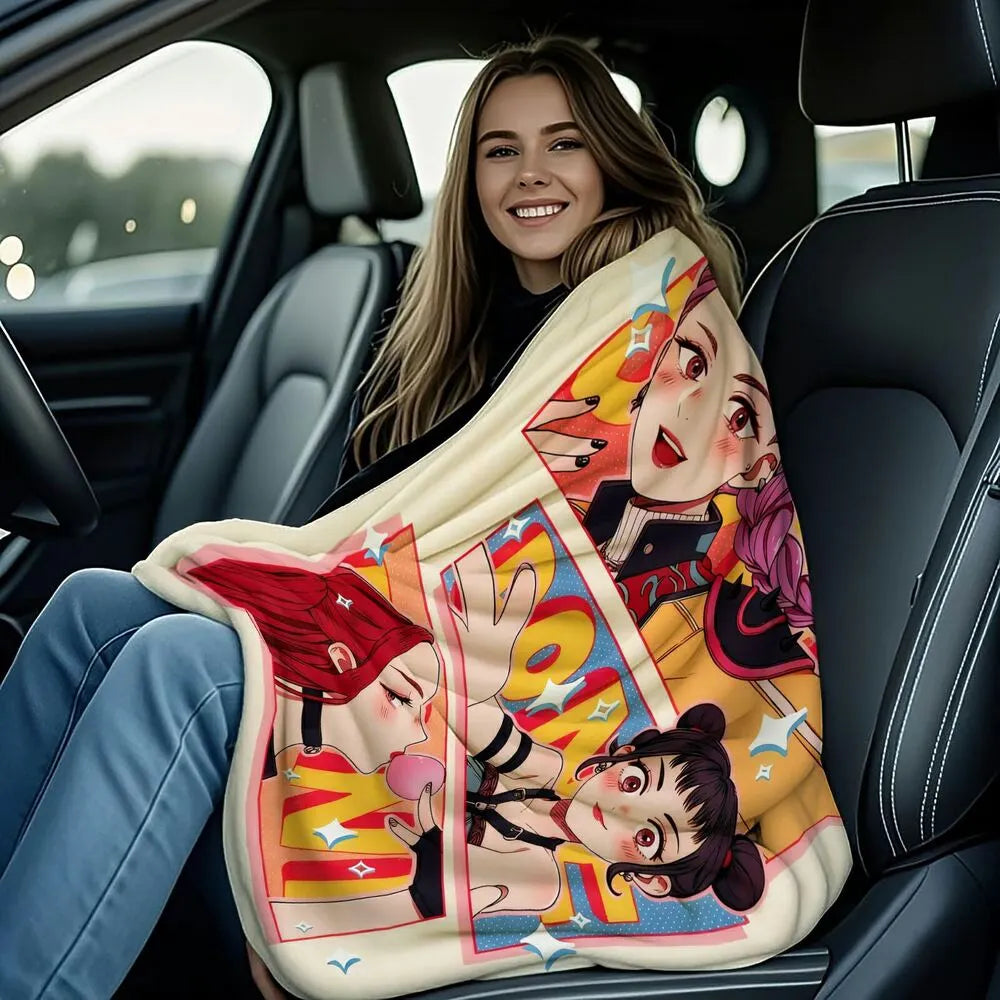 K-POP Demon Hunters Anime Style Girl Characters Multipurpose Throw Blanket