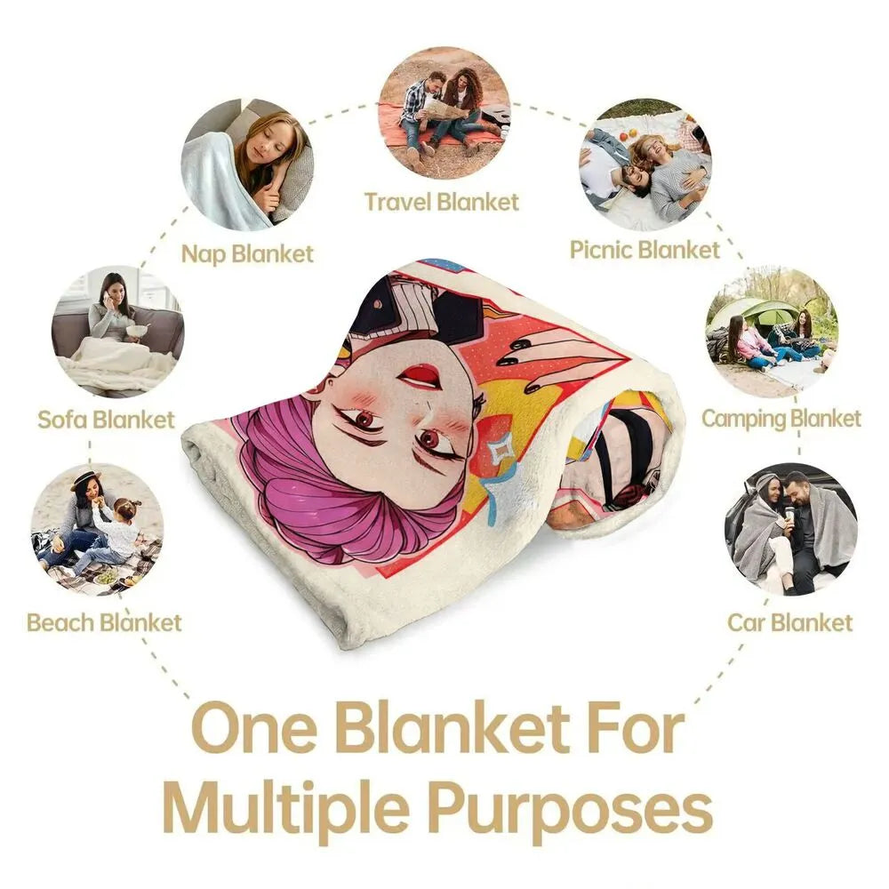 K-POP Demon Hunters Anime Style Girl Characters Multipurpose Throw Blanket