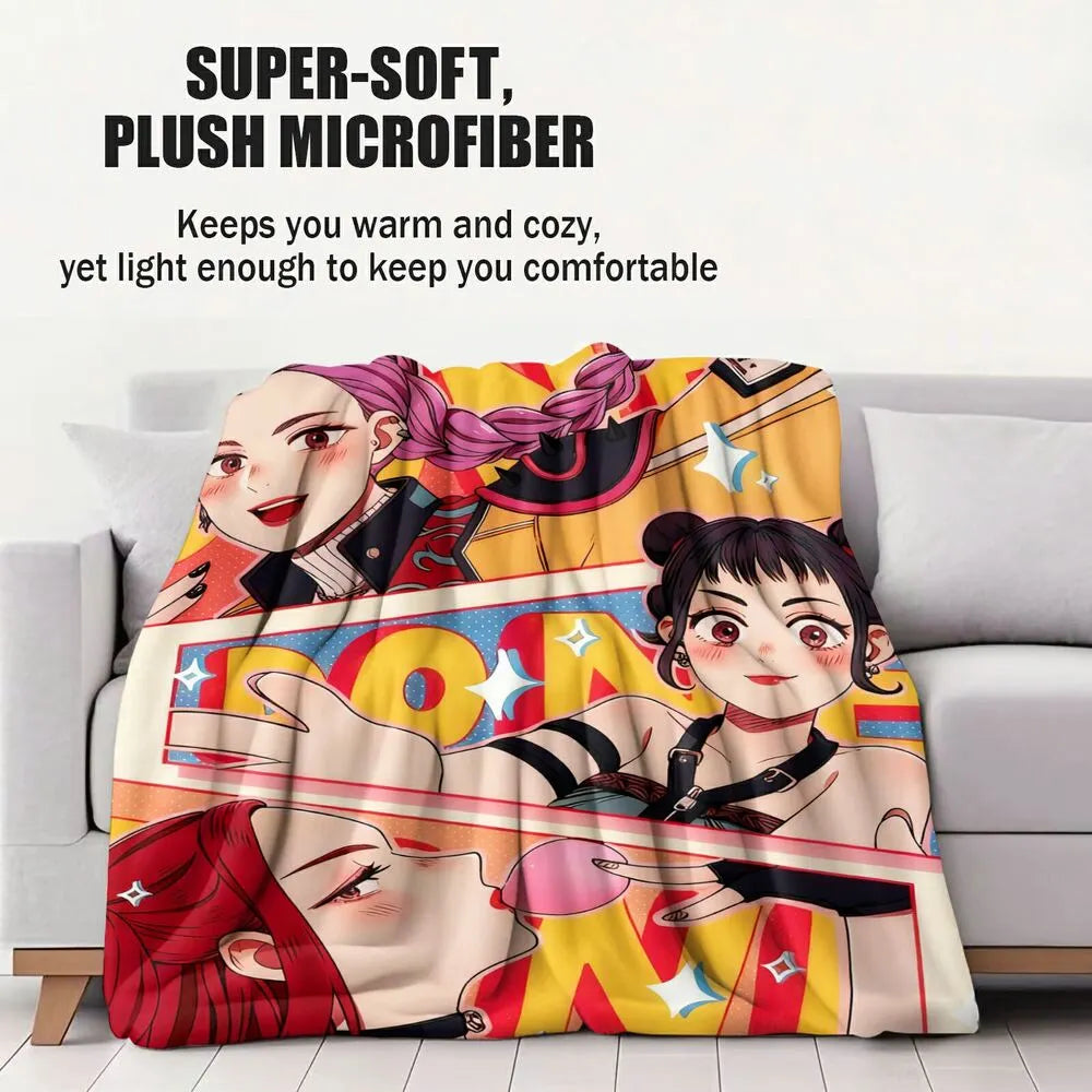 K-POP Demon Hunters Anime Style Girl Characters Multipurpose Throw Blanket