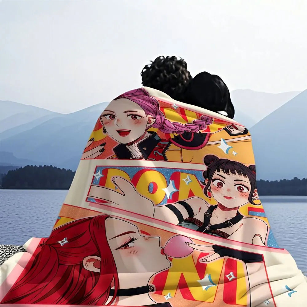 K-POP Demon Hunters Anime Style Girl Characters Multipurpose Throw Blanket