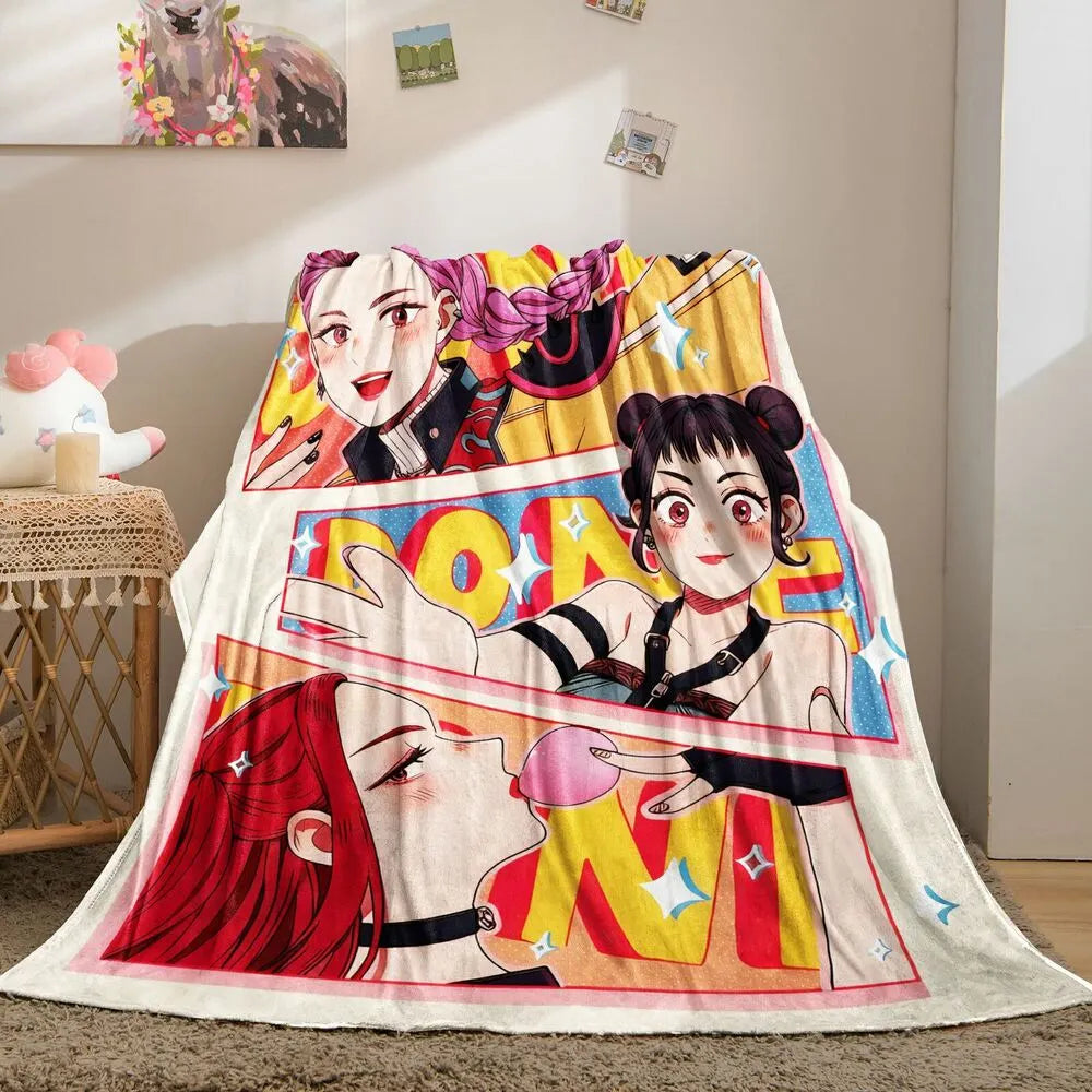 K-POP Demon Hunters Anime Style Girl Characters Multipurpose Throw Blanket