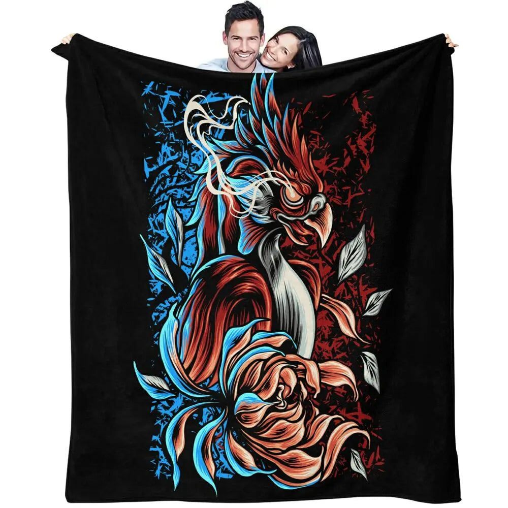 Artistic Phoenix and Floral Pattern Multipurpose Throw Blanket