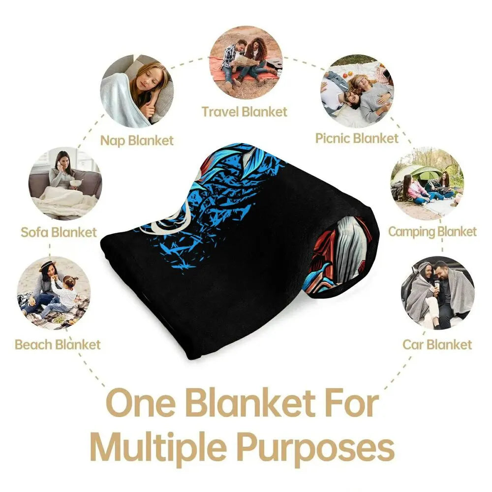 Artistic Phoenix and Floral Pattern Multipurpose Throw Blanket