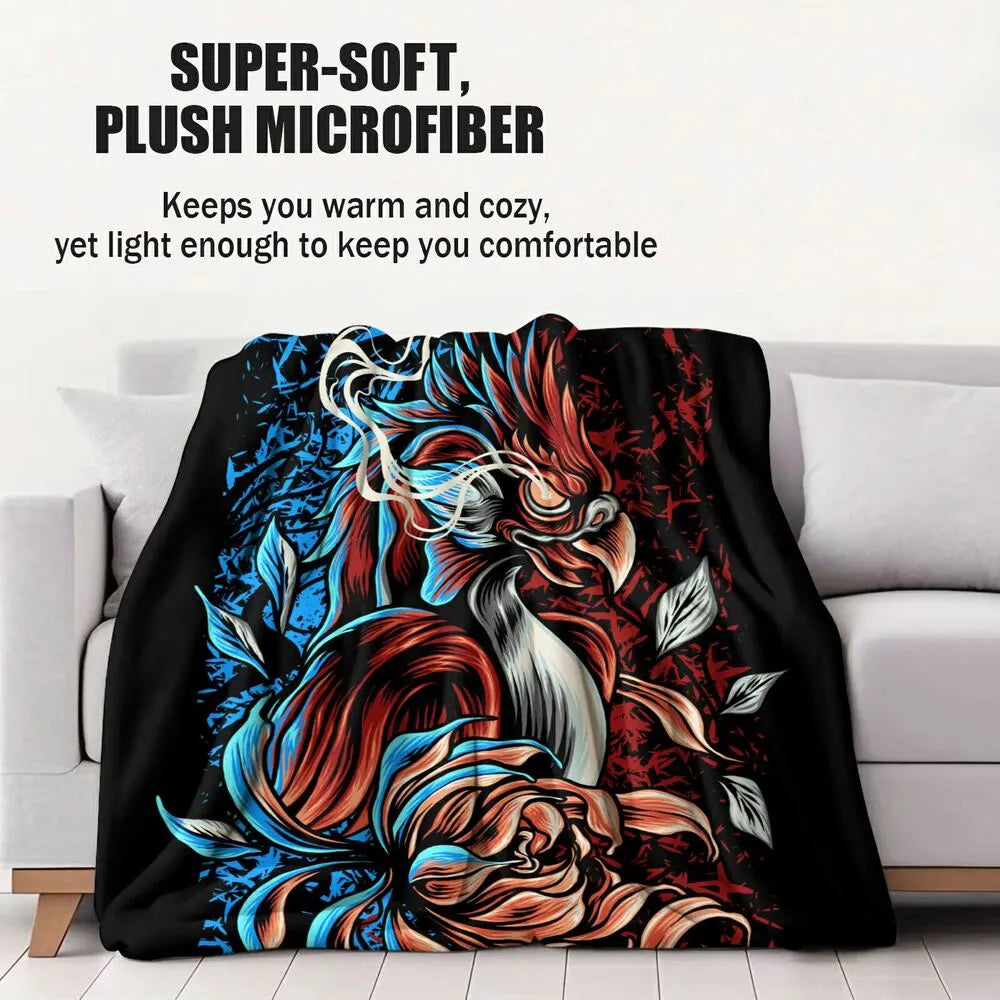 Artistic Phoenix and Floral Pattern Multipurpose Throw Blanket