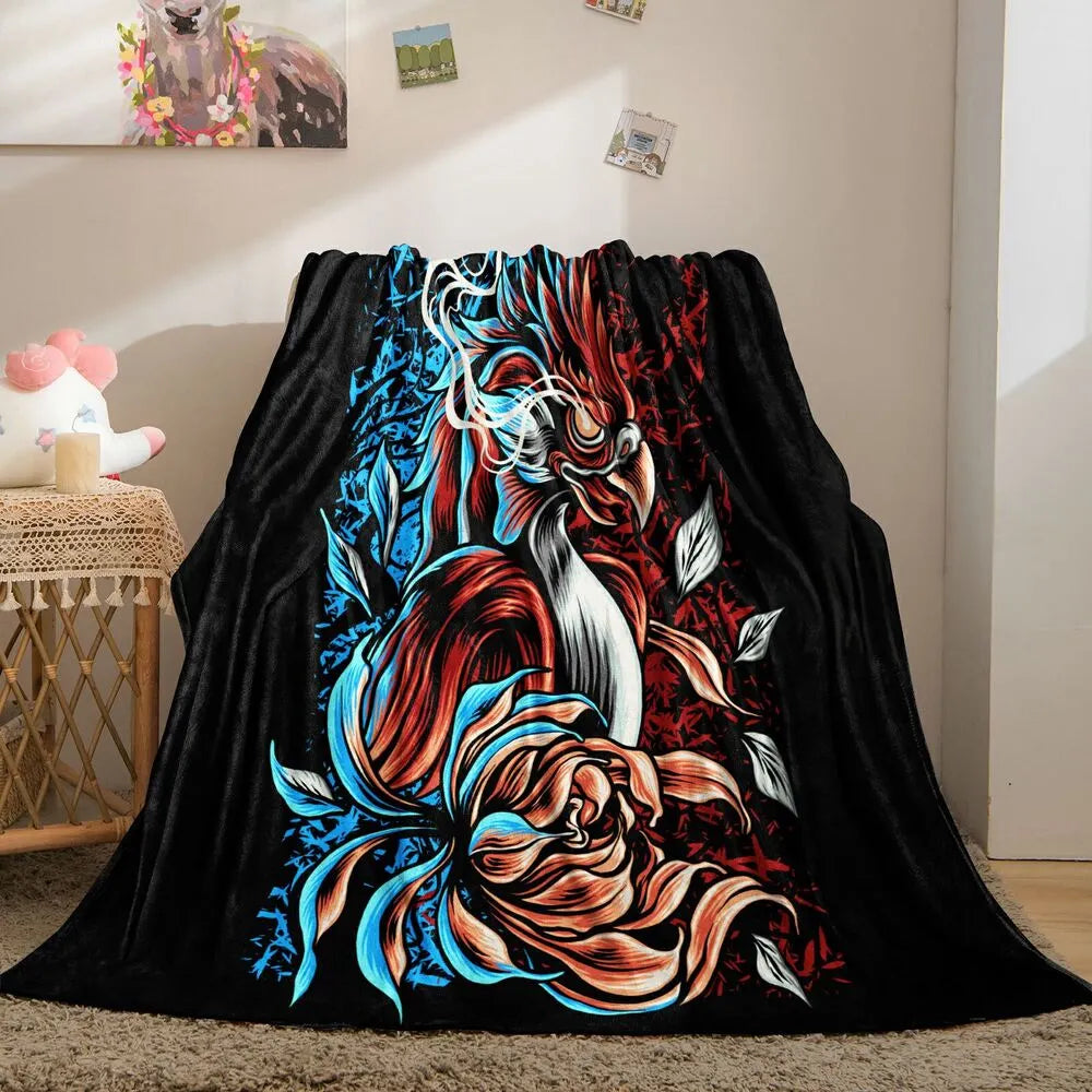 Artistic Phoenix and Floral Pattern Multipurpose Throw Blanket
