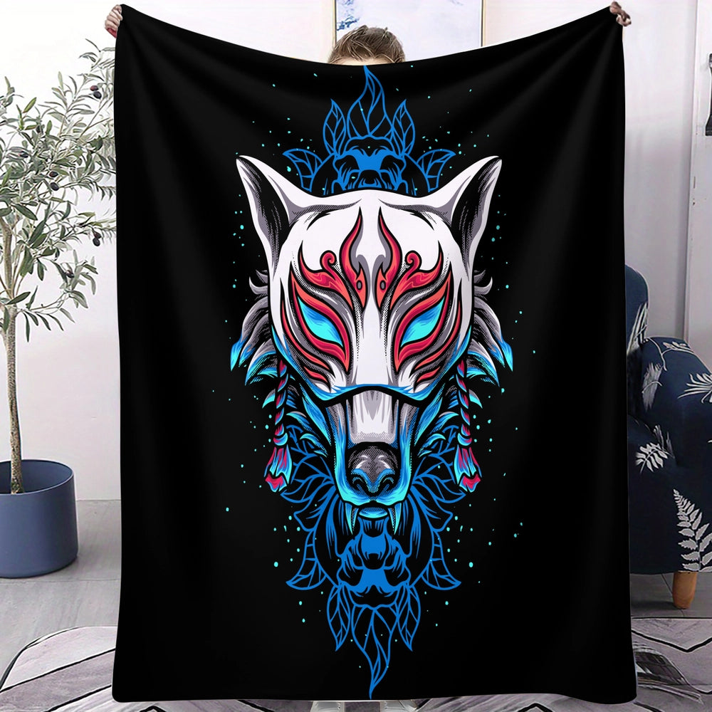 Artistic Wolf Mask Pattern Multipurpose Throw Blanket