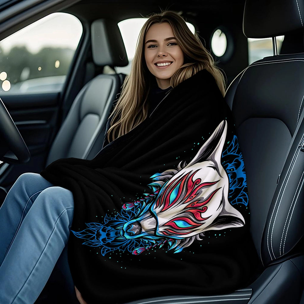 Artistic Wolf Mask Pattern Multipurpose Throw Blanket