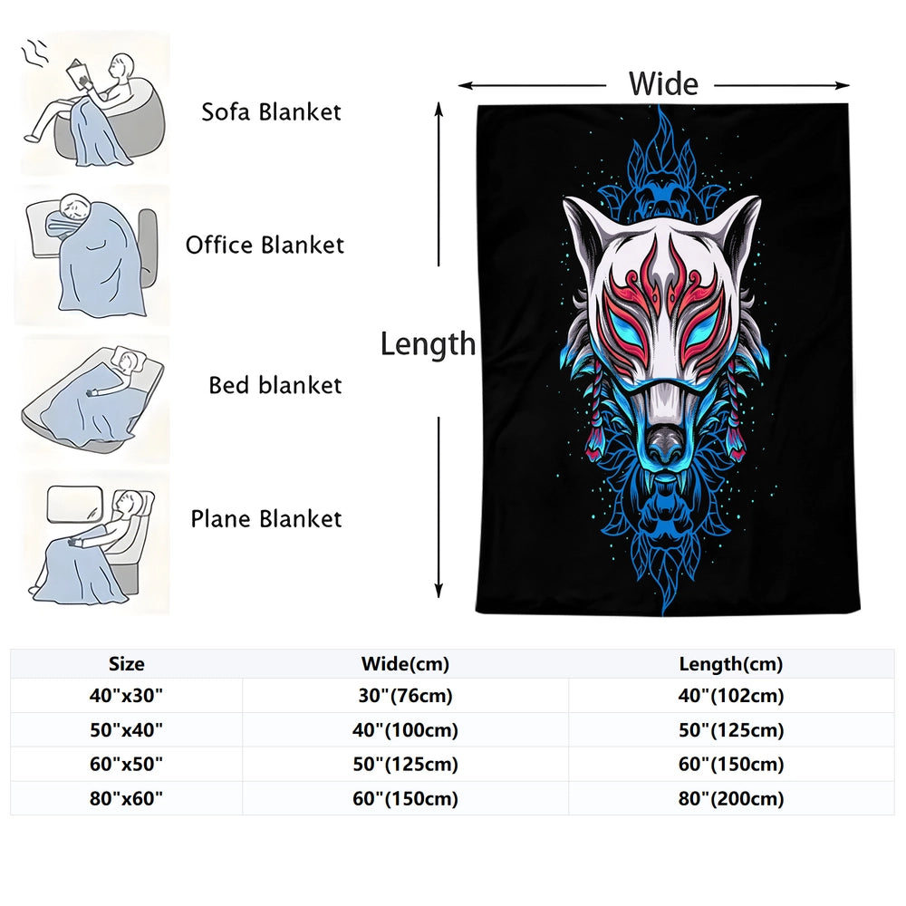 Artistic Wolf Mask Pattern Multipurpose Throw Blanket