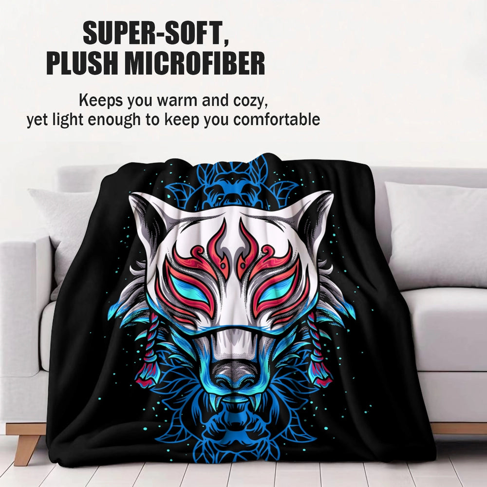 Artistic Wolf Mask Pattern Multipurpose Throw Blanket