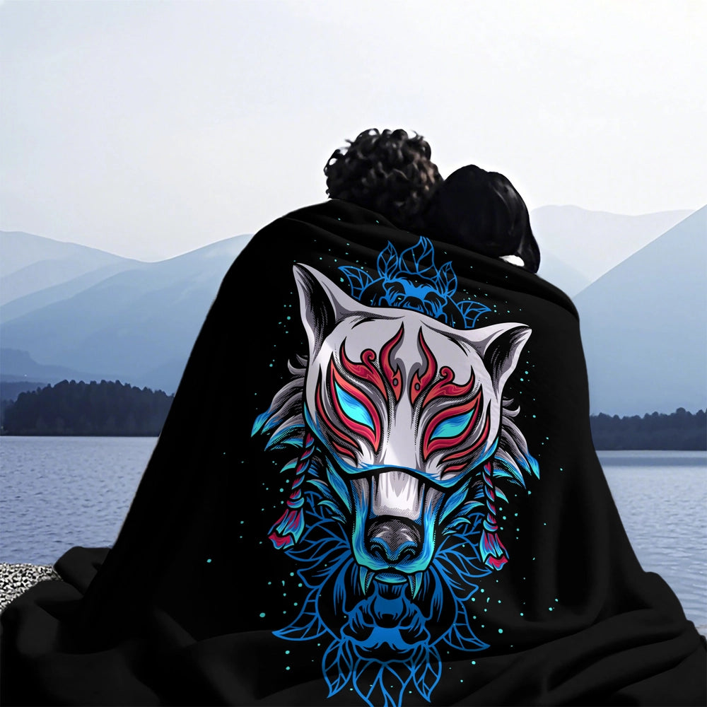 Artistic Wolf Mask Pattern Multipurpose Throw Blanket