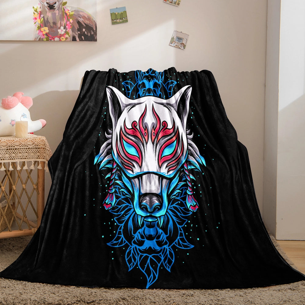 Artistic Wolf Mask Pattern Multipurpose Throw Blanket