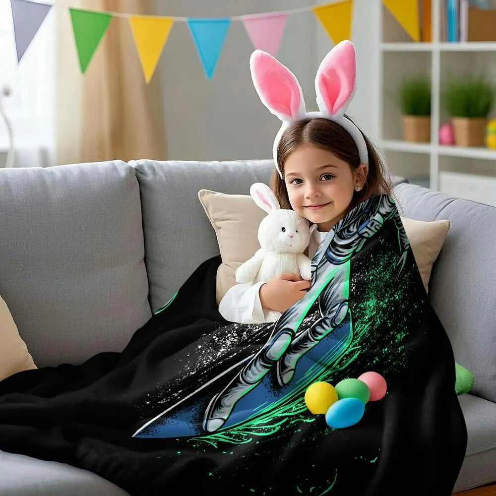 Astronaut Surfing in Space Pattern Multipurpose Throw Blanket