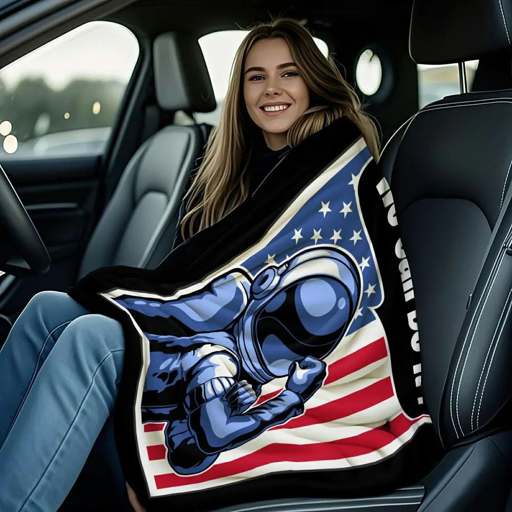 Astronaut We Can Do It! American Flag Pattern Multipurpose Throw Blanket
