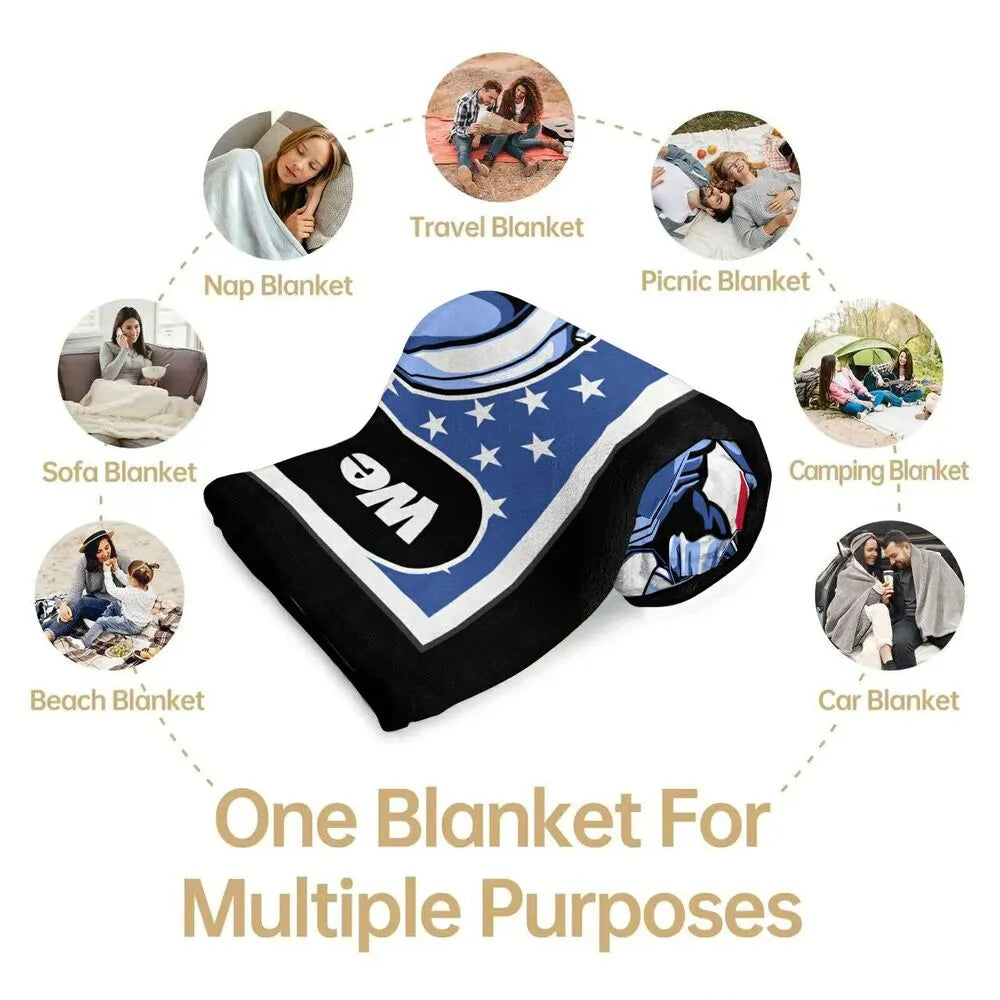 Astronaut We Can Do It! American Flag Pattern Multipurpose Throw Blanket