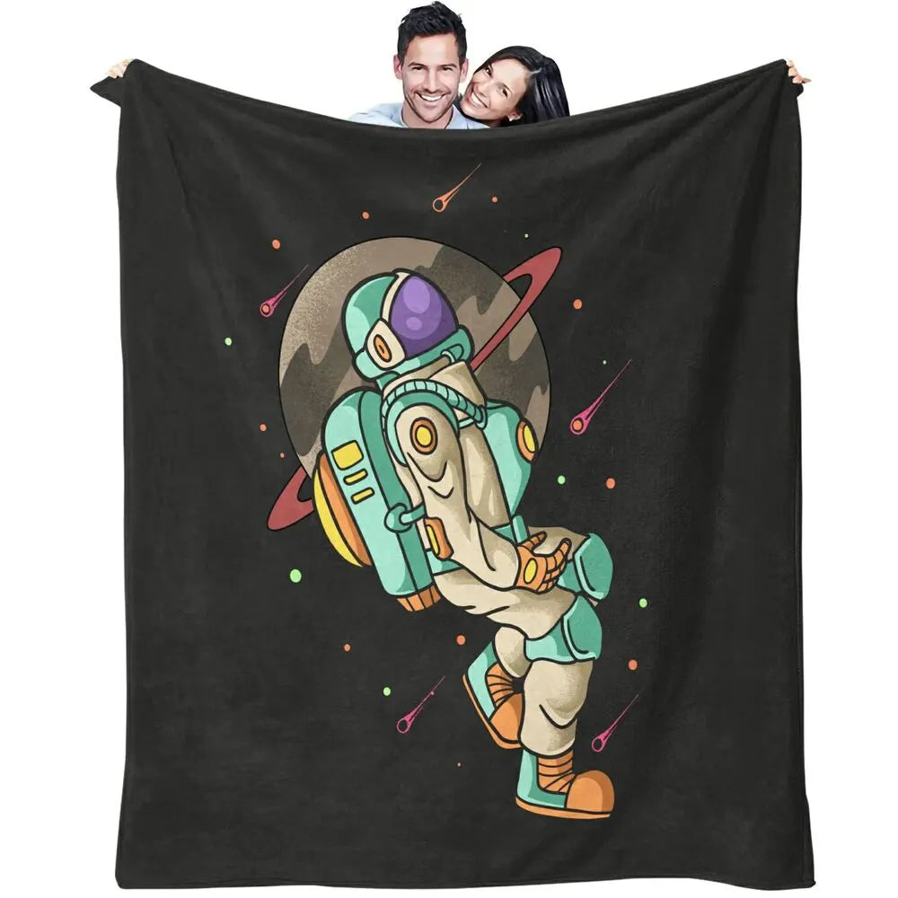 Astronaut in Space with Planet and Stars Pattern Multipurpose Throw Blanket