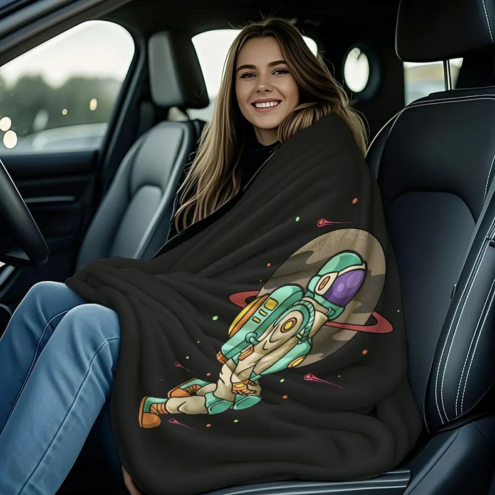 Astronaut in Space with Planet and Stars Pattern Multipurpose Throw Blanket