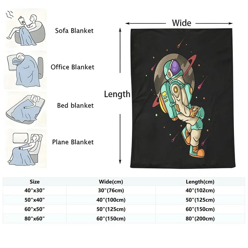 Astronaut in Space with Planet and Stars Pattern Multipurpose Throw Blanket