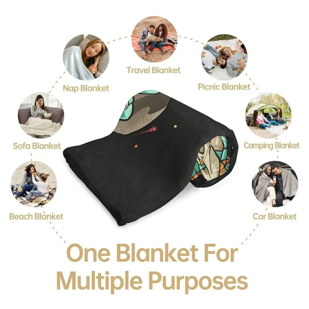 Astronaut in Space with Planet and Stars Pattern Multipurpose Throw Blanket