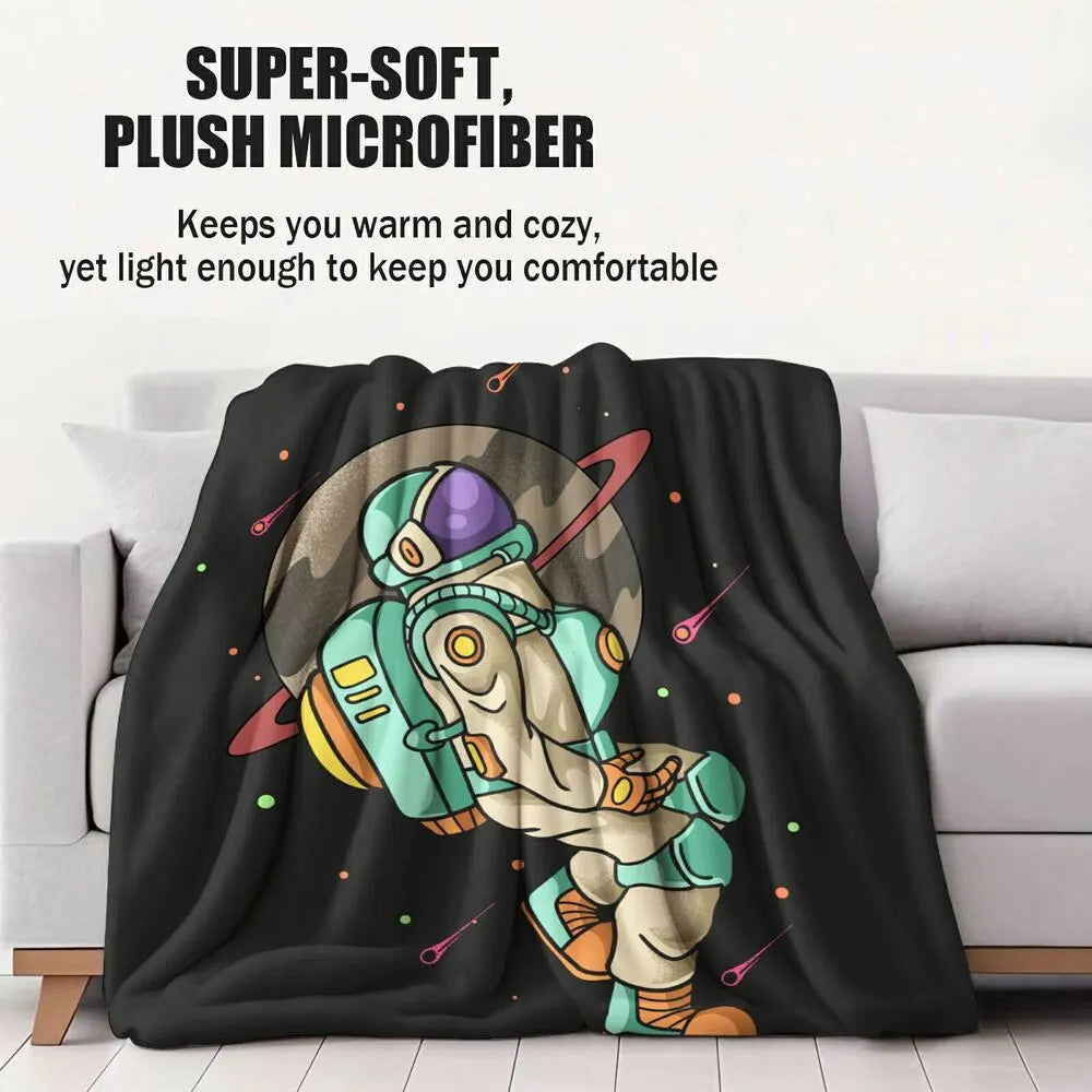 Astronaut in Space with Planet and Stars Pattern Multipurpose Throw Blanket