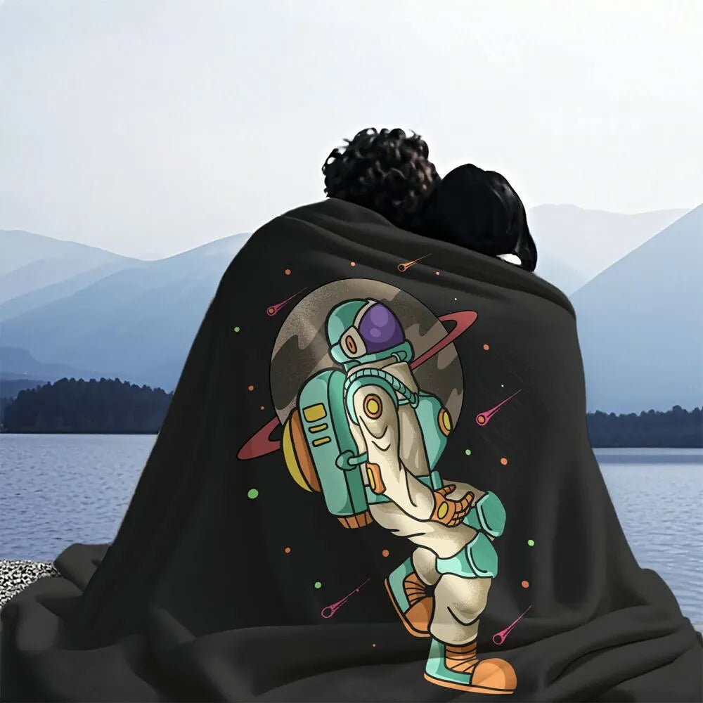 Astronaut in Space with Planet and Stars Pattern Multipurpose Throw Blanket