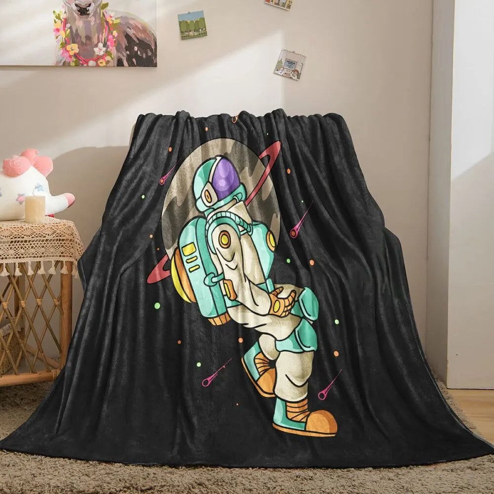 Astronaut in Space with Planet and Stars Pattern Multipurpose Throw Blanket