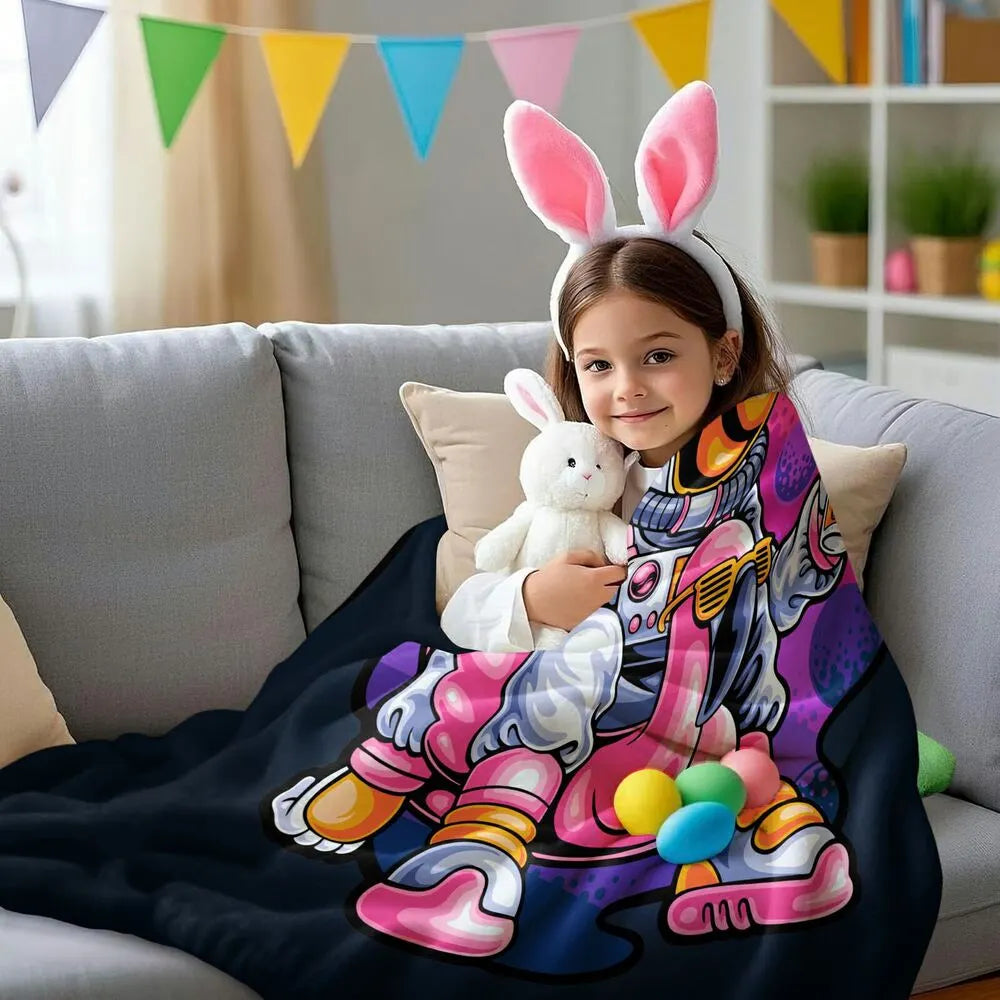 Astronaut with Pink Flamingo Floaty Multipurpose Throw Blanket