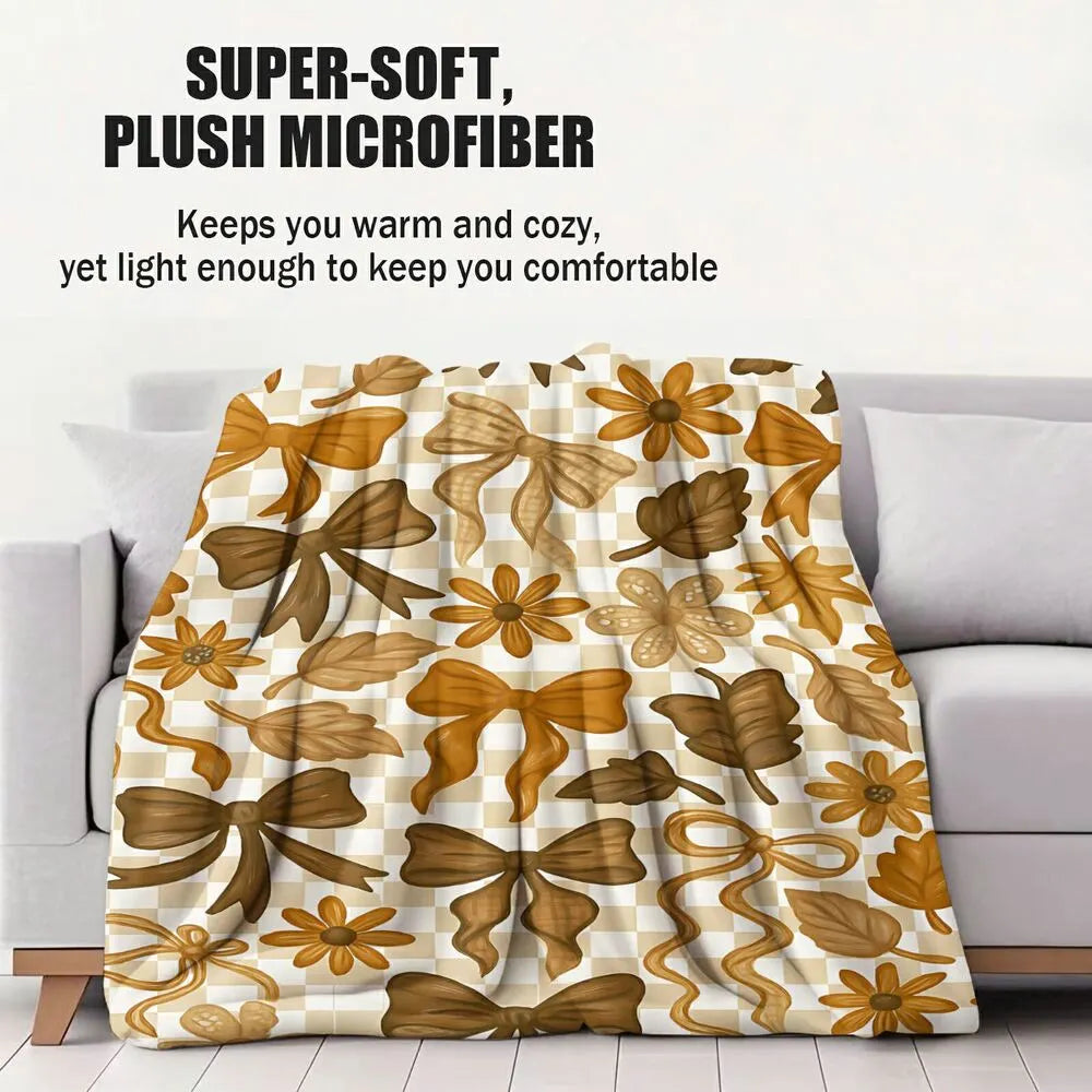 Autumn Bow & Floral Multipurpose Throw Blanket