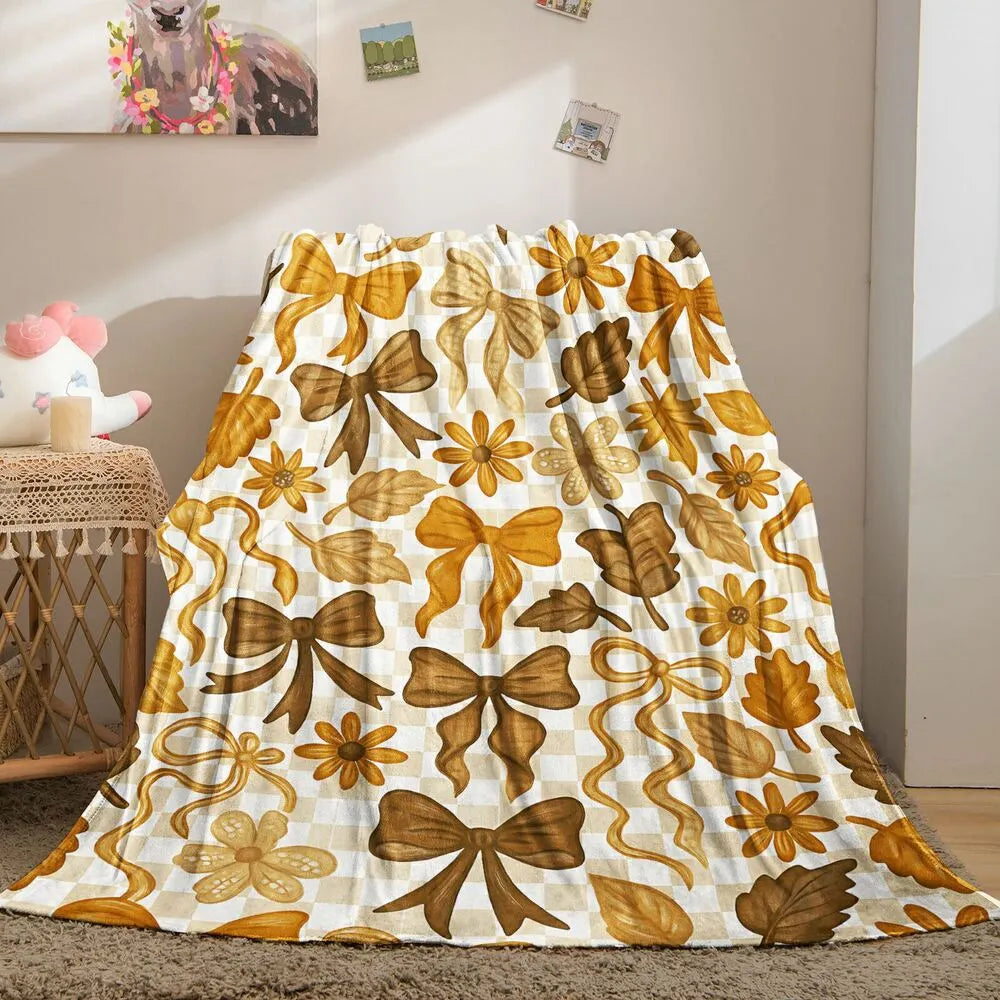 Autumn Bow & Floral Multipurpose Throw Blanket