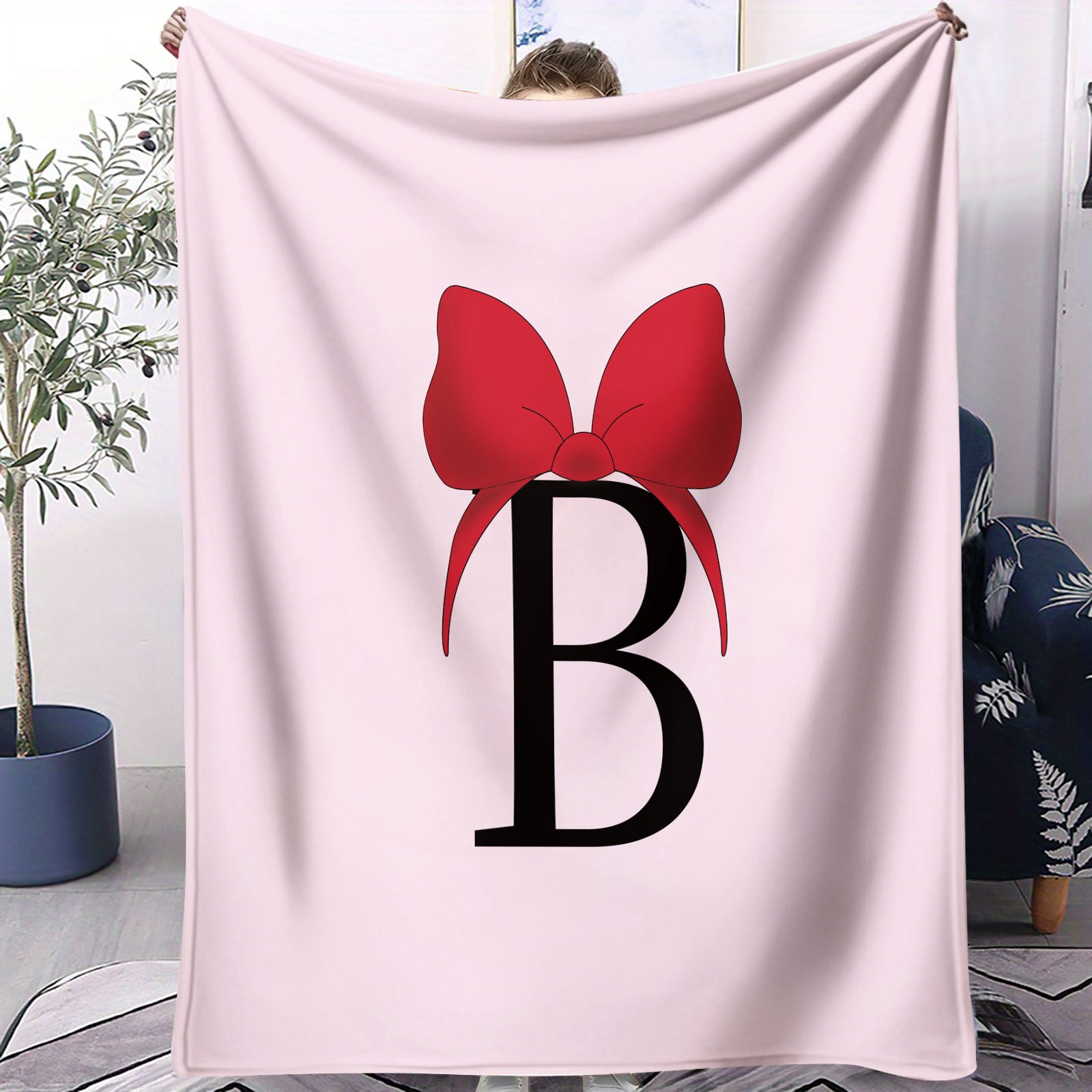 Sweet Princess Style Letter Bow Printed Flannel Blankets