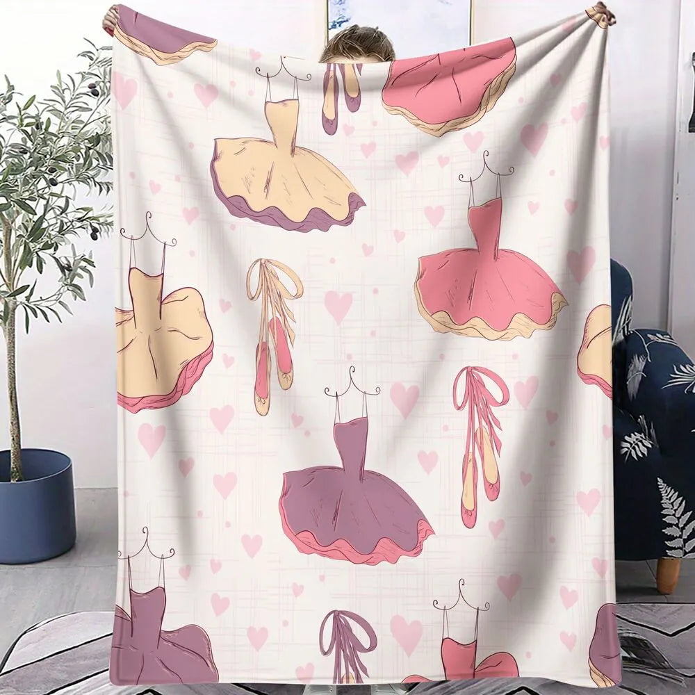 Ballet Dresses and Pointe Shoes Pattern Multipurpose Throw Blanket