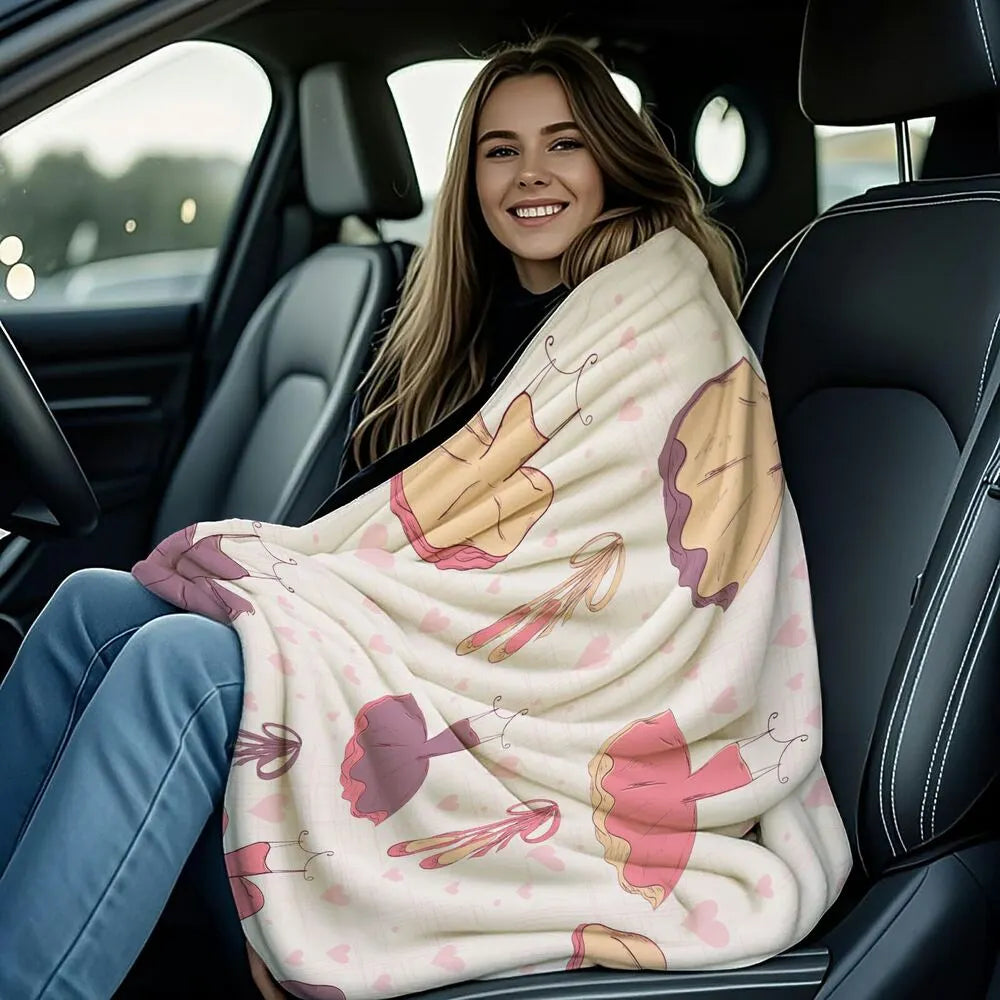 Ballet Dresses and Pointe Shoes Pattern Multipurpose Throw Blanket