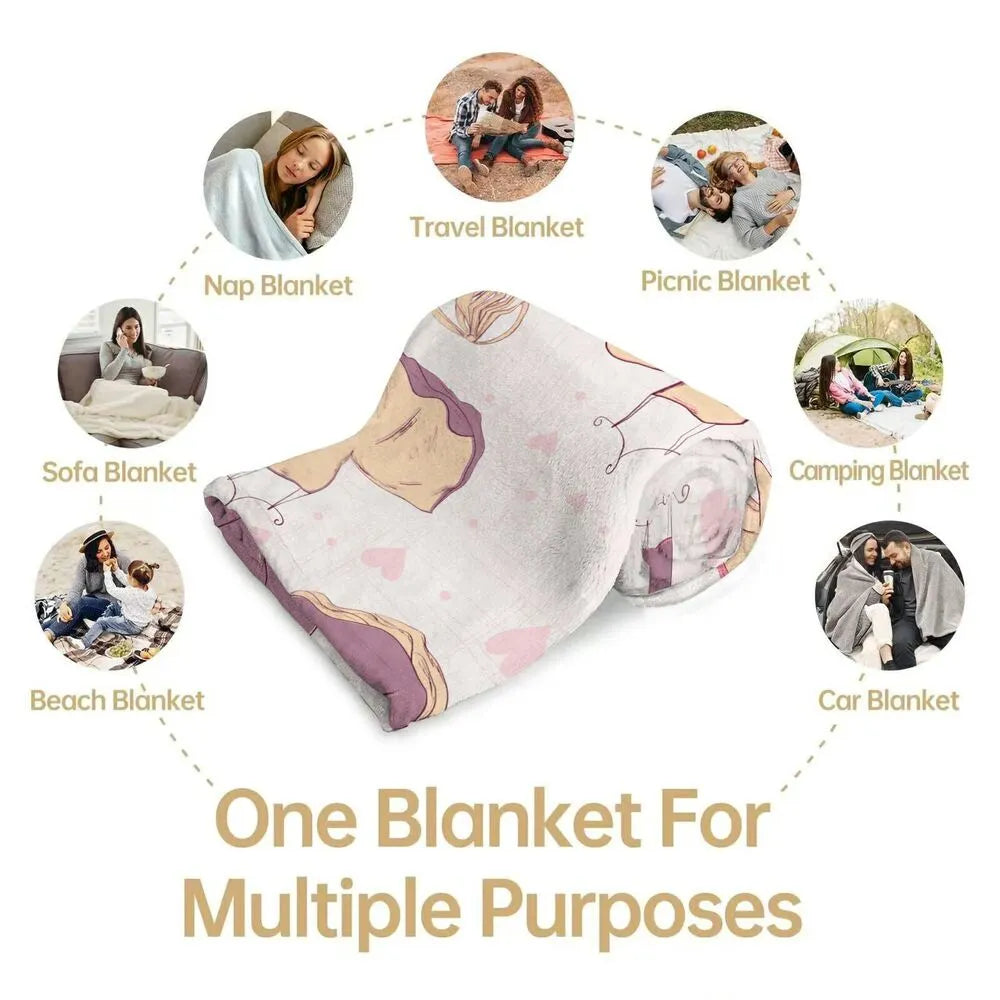 Ballet Dresses and Pointe Shoes Pattern Multipurpose Throw Blanket