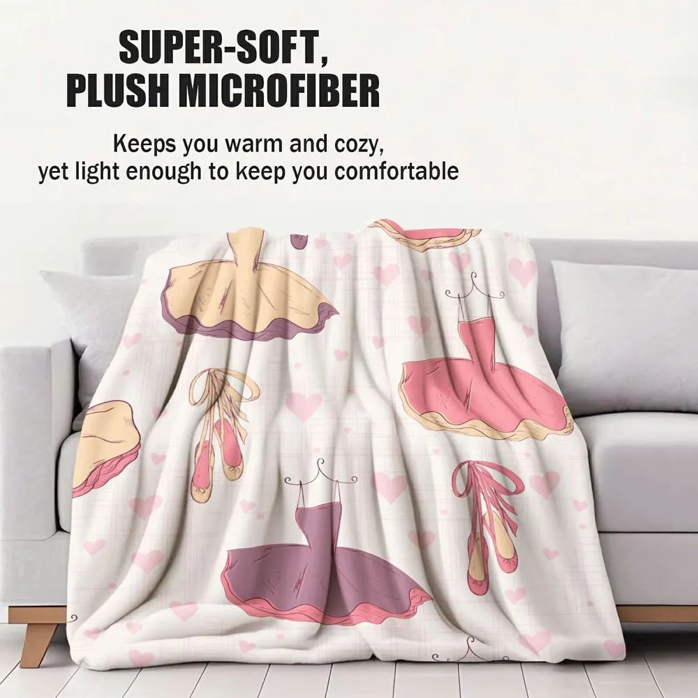 Ballet Dresses and Pointe Shoes Pattern Multipurpose Throw Blanket