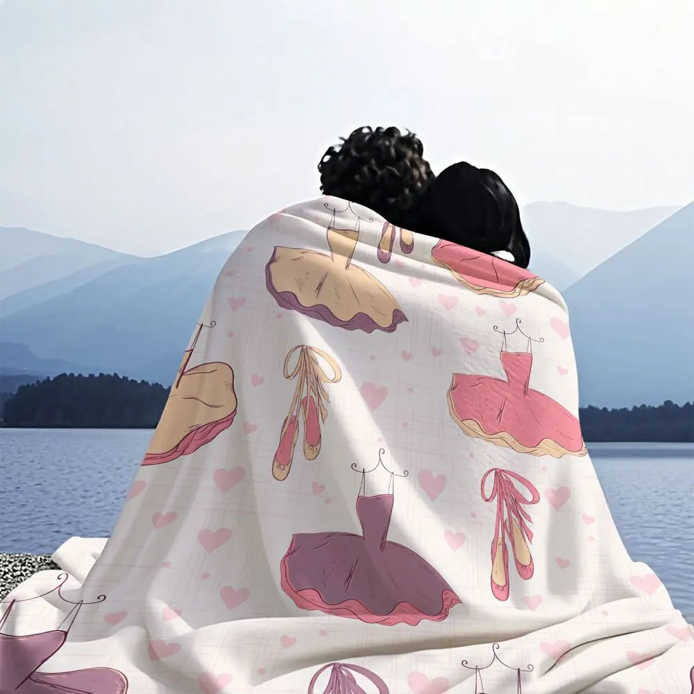 Ballet Dresses and Pointe Shoes Pattern Multipurpose Throw Blanket