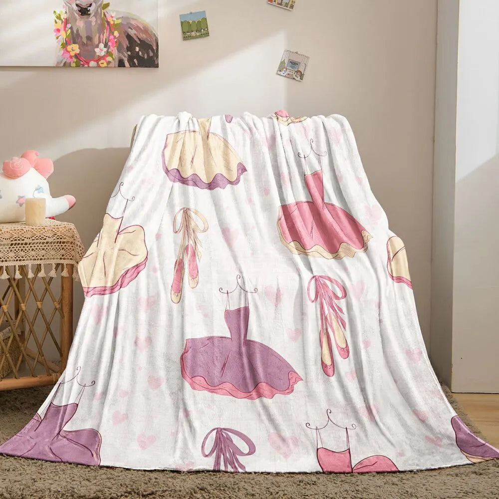 Ballet Dresses and Pointe Shoes Pattern Multipurpose Throw Blanket