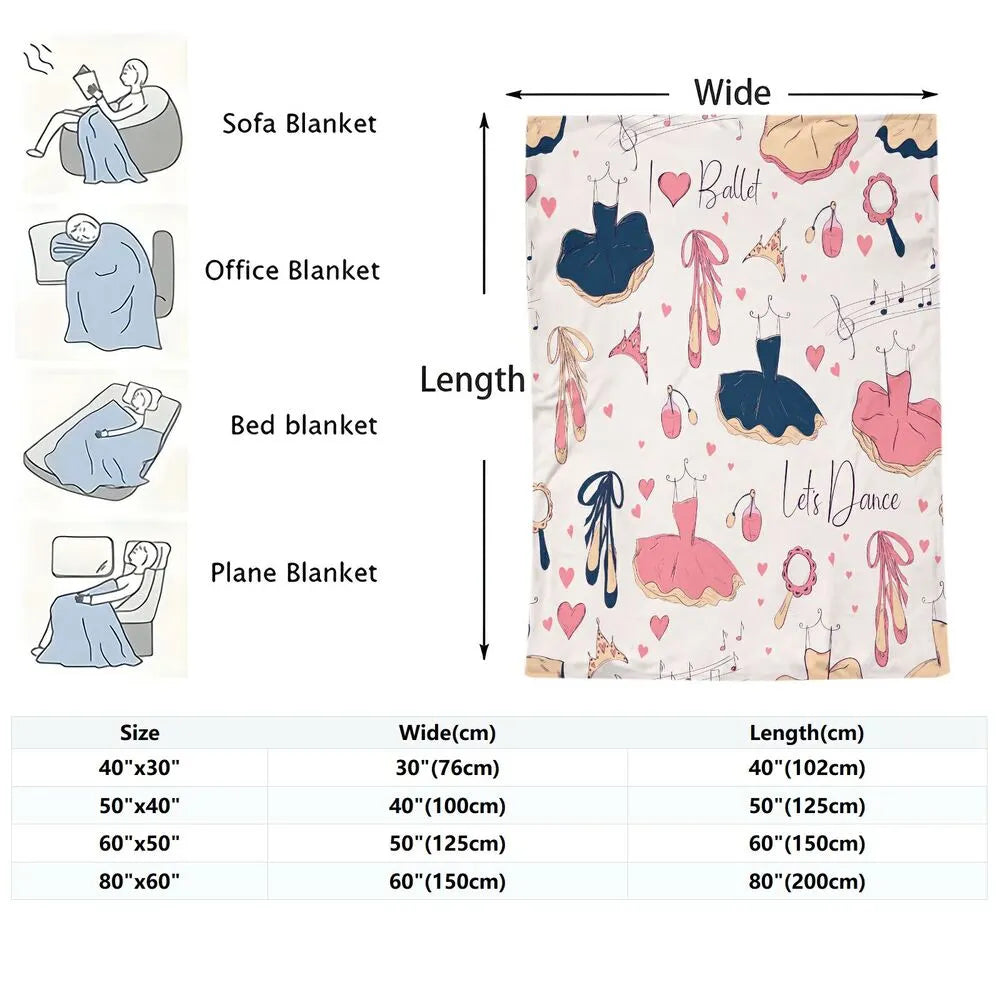 Ballet Let's Dance Pattern Multipurpose Throw Blanket