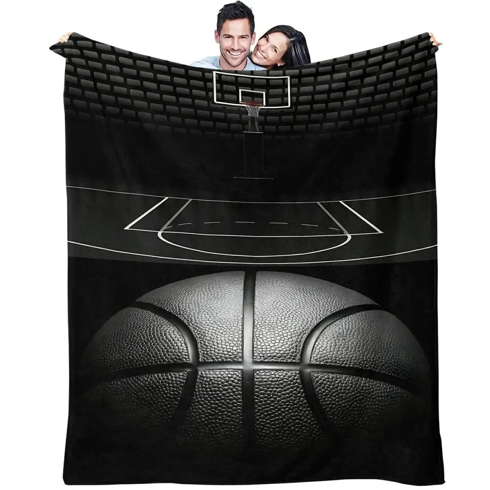 Basketball Court & Ball Multipurpose Throw Blanket