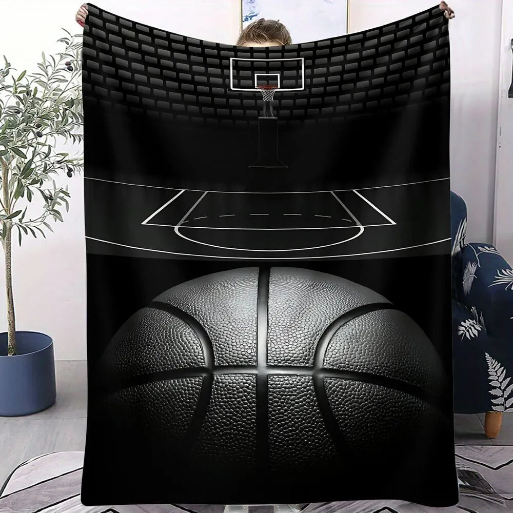 Basketball Court & Ball Multipurpose Throw Blanket