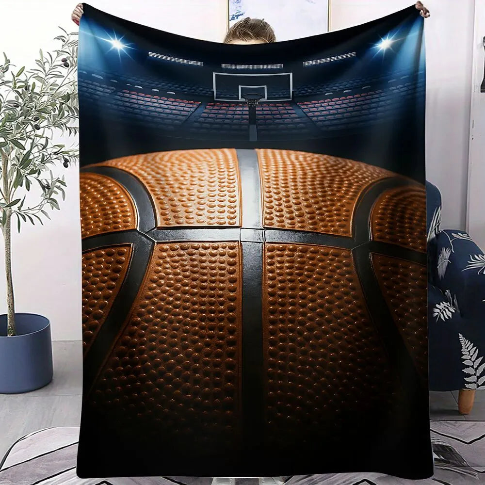 Basketball Court & Ball Multipurpose Throw Blanket