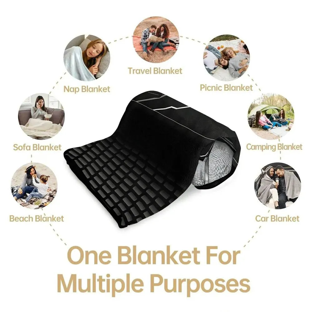 Basketball Court & Ball Multipurpose Throw Blanket