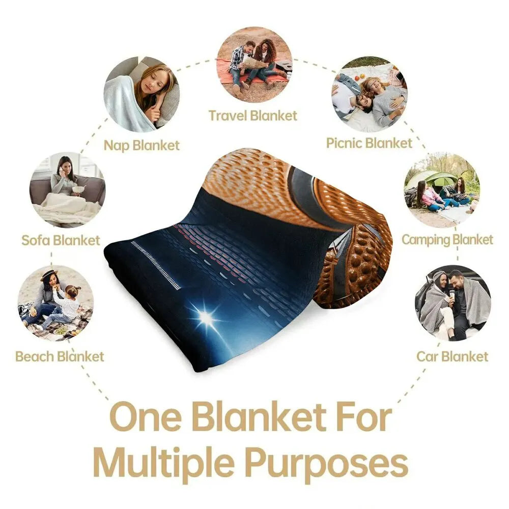 Basketball Court & Ball Multipurpose Throw Blanket